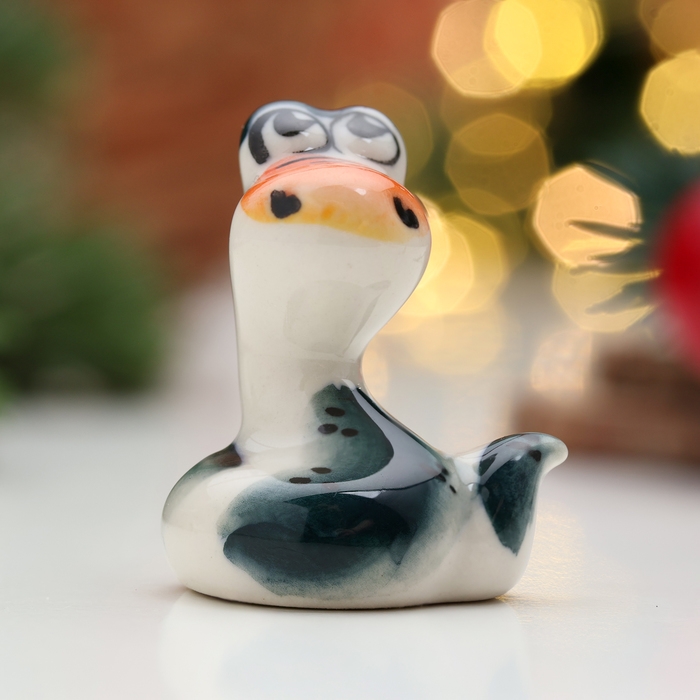 Новый год. Сувенир символ года "Змея Пупс", вид 2, гжель, цвет, 4 см