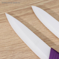 Набор кухонный на подставке Доляна &laquo;Симпл&raquo;, 5 предметов: ножи 7,5 см, 10,5 см, 13 см, 15 см, овощечистка, цвет фиолетовый