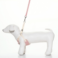 Комплект с мягкой шлейкой "Горох", размер М, поводок 120 х 1,5 см, ОГ 34-66 см, розовый