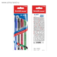 Набор ручек гелевых 4 штуки, ErichKrause R-301 ORIGINAL Gel, узел 0.5 мм, чернила микс, длина линии письма 600 метров, европодвес