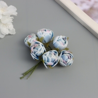 Декор для творчества "Пионы" бело-голубой (1 набор=1 букет) в букете 6 шт 2,5х10,5 см