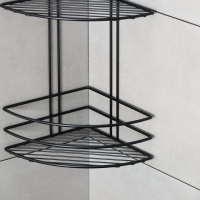 Полка для ванной угловая 3-х ярусная, 20&times;20&times;66 см, цвет чёрный