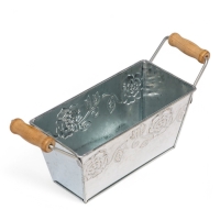 Кашпо с деревянными ручками "Бонсай Альва" 16х8х8см