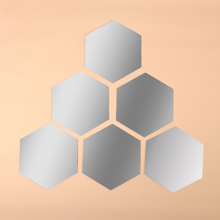 Интерьерные зеркала для декорирования, без рамы, набор - 6 шт, 12,6 &times; 11 см