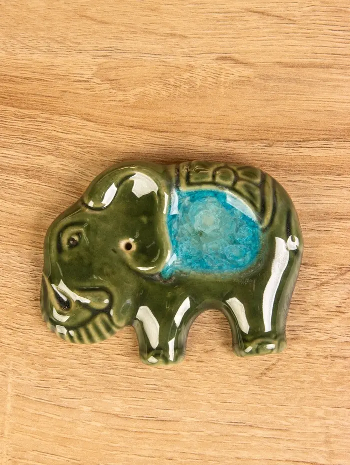 Подставка под благовония "Слон" керамика, цв. зелёный, 8х6,5х1 см