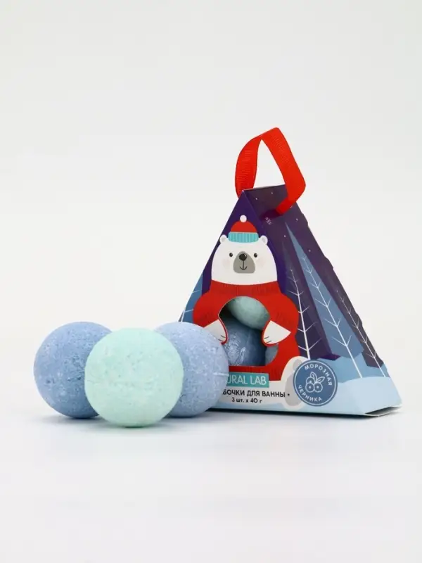 Бомбочки для ванны &laquo;Мишка&raquo;, 3 шт х 40 г, морозная черника, URAL LAB
