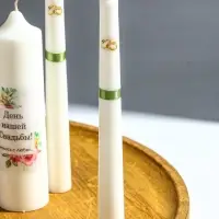 Свечи свадебные "День Нашей Свадьбы" набор 3 шт (15 см + 2 шт по 19 см), зелёный