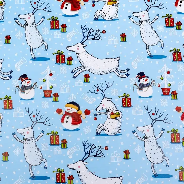 Бумага упаковочная новогодняя глянцевая &laquo;Морозный день! &raquo;, 70&times;100 см