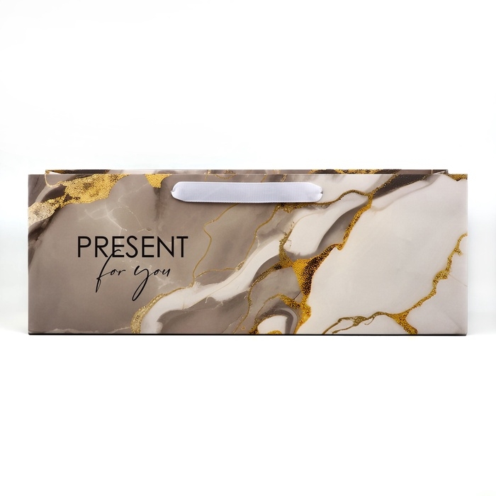 Пакет под бутылку горизонтальный &laquo;Мрамор&raquo;, 36 &times; 10 &times; 13 см