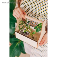 Кашпо деревянное 20&times;12.5&times;20 см Стелла Моно, с ручкой, натуральный Дарим Красиво