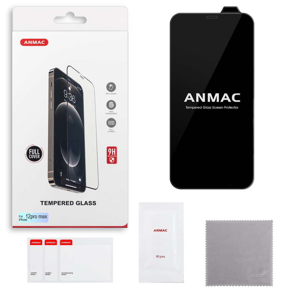 Защитное стекло iPh 12 Pro Max Full Cover ANMAC черный Арт.1137389