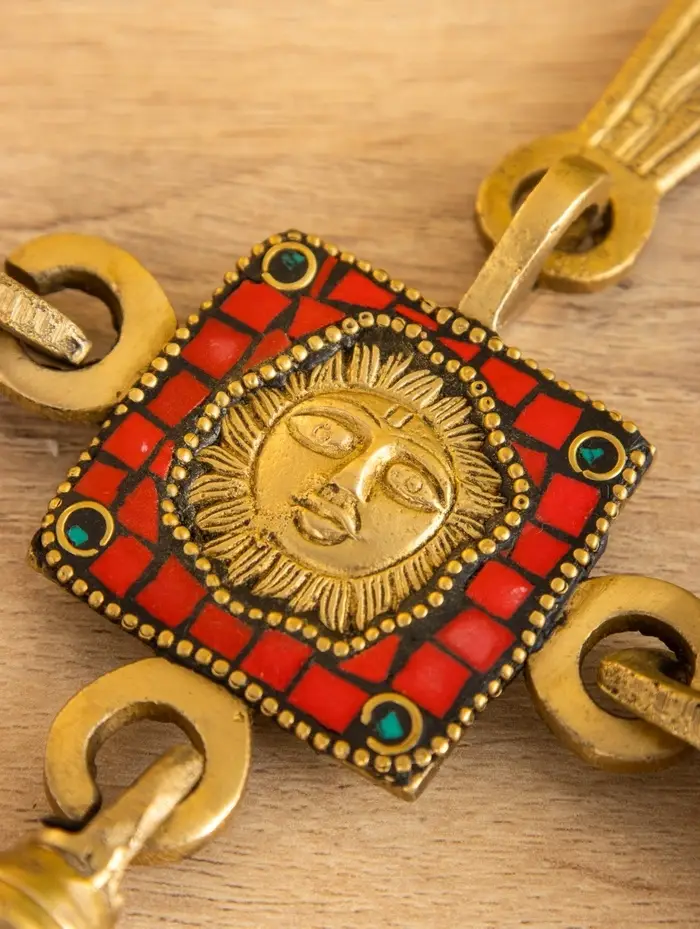 Сувенир подвеска "Солнце" латунь 16х8,5 см