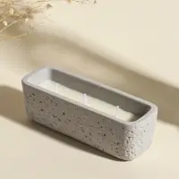 Свеча в вулканическом подсвечнике "Ящик" 3 хлопковых фитиля, серая 5,2х15х4,7 см