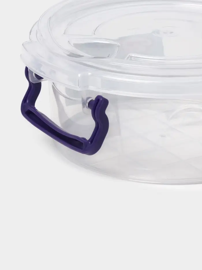 Контейнер пищевой, 300 мл, d=12 см, h=5 см, круглый, прозрачный, голубой