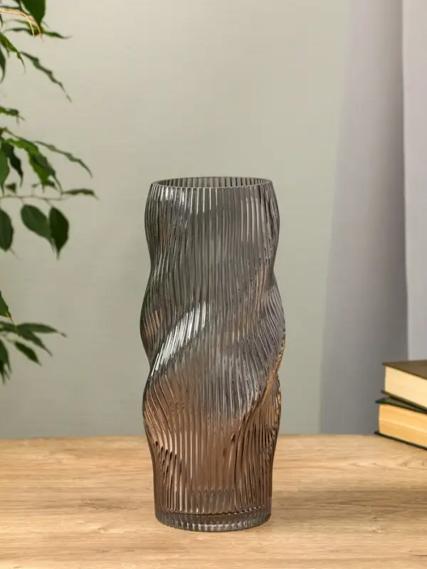 Ваза стекло настольная "Венди" 29х12х10 см, серый