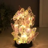 Сувенир пластик "Бабочки на колбе" LED 2хAG13 + наклейки бабочки 8,5х8,5х15 см