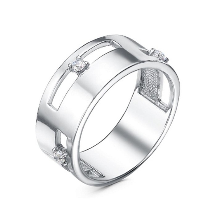 Кольцо &laquo;Движение&raquo;, посеребрение, цвет белый, 17 размер