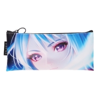 Пенал мягкий 1 отделение, 90х200, плоский, искусственная кожа, для девочки, сиреневый, Colorio "Аниме глаза"