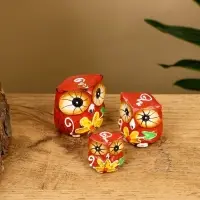 Набор сувенирный "Совята" дерево H 4, 3, 2 см, цв. коричневый