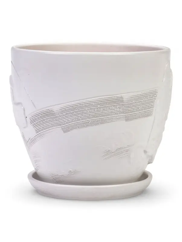 Набор горшков цветочный поддоном 4 шт 0,6 / 1,4 / 2,5 / 5 л керамика белый Галандия