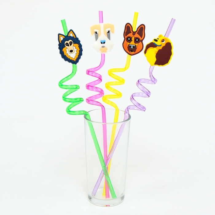 Трубочки для коктейля &laquo;Собачки&raquo;, набор 4 шт.