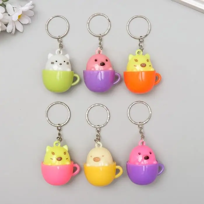 Фонарик свет на кольце "Зверёк в скорлупе" МИКС 3,8х3,3х3 см