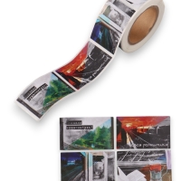 Наклейка бумага "Романтика поездов" 3х5 см 200 шт в рулоне