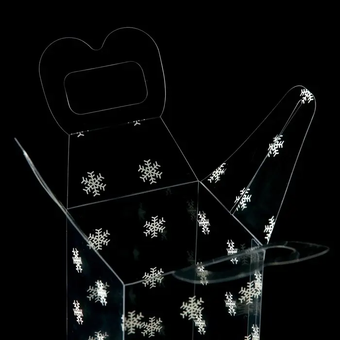 Коробка подарочная новогодняя складная ПВХ &laquo;Снежинки&raquo; 12&times;7&times;7 см