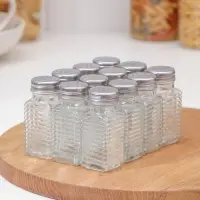 Набор стеклянных солонок Доляна &laquo;Линии&raquo;, 12 предмета: 100 мл, 4&times;9 см, цвет прозрачный