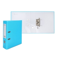 Папка-регистратор А4, 75 мм, Calligrata, ПВХ, тиснение "лен", металлическая окантовка, карман на корешок, собранная, голубая, микс