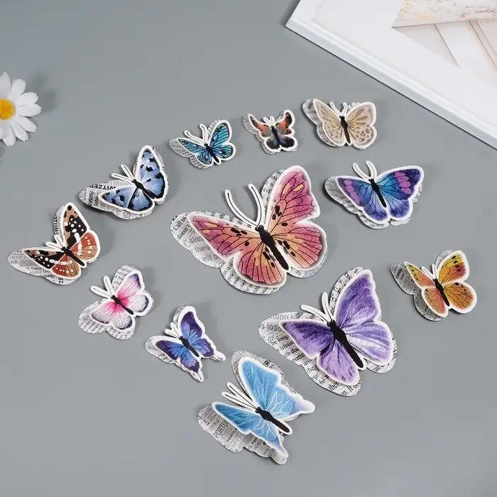 Набор магнитов на холодильник &laquo;Арт Узор. Газетные&raquo;, 12 шт., картон, двойные крылья, h=4-10 см