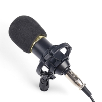 Микрофон конденсаторный Music Life золотой: кабель, ветрозащита, стойка