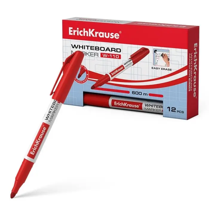 Маркер для доски ErichKrause W-110, 2,0 мм, круглый, красный
