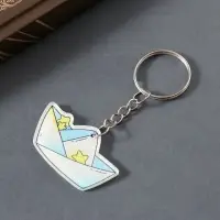 Брелок акрил двусторонний "Бумажный кораблик" блеск 3,4х2,9х0,2 см