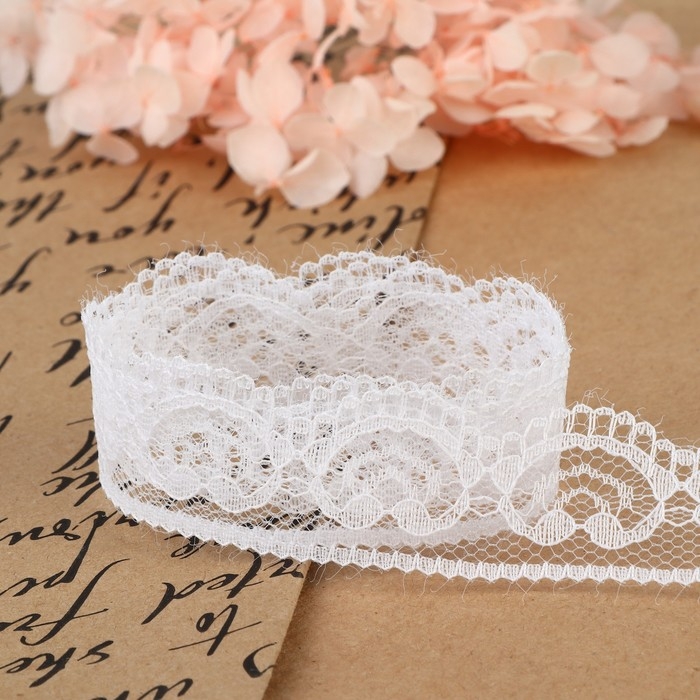 Кружево капроновое, 23 мм &times; 10 &plusmn; 1 м, цвет белый