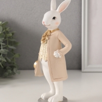 Сувенир полистоун "Белый кролик с золотым цилиндром и жабо" 8,5х6х20 см