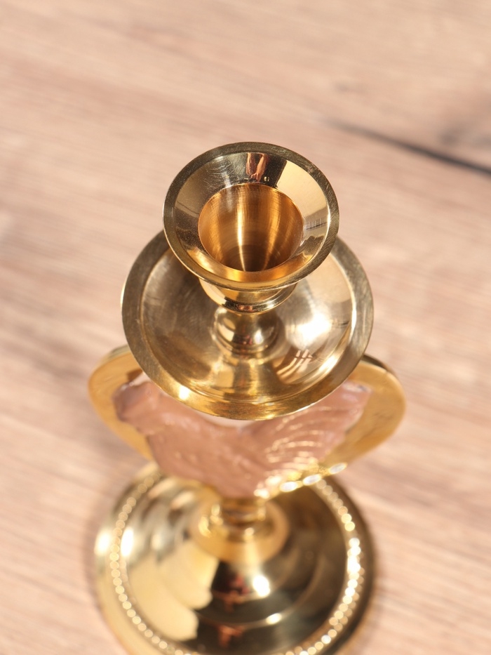 Подсвечник на 1 свечу "Петушок в сердце" латунь, коричневый с золотом 7х8х16,5 см