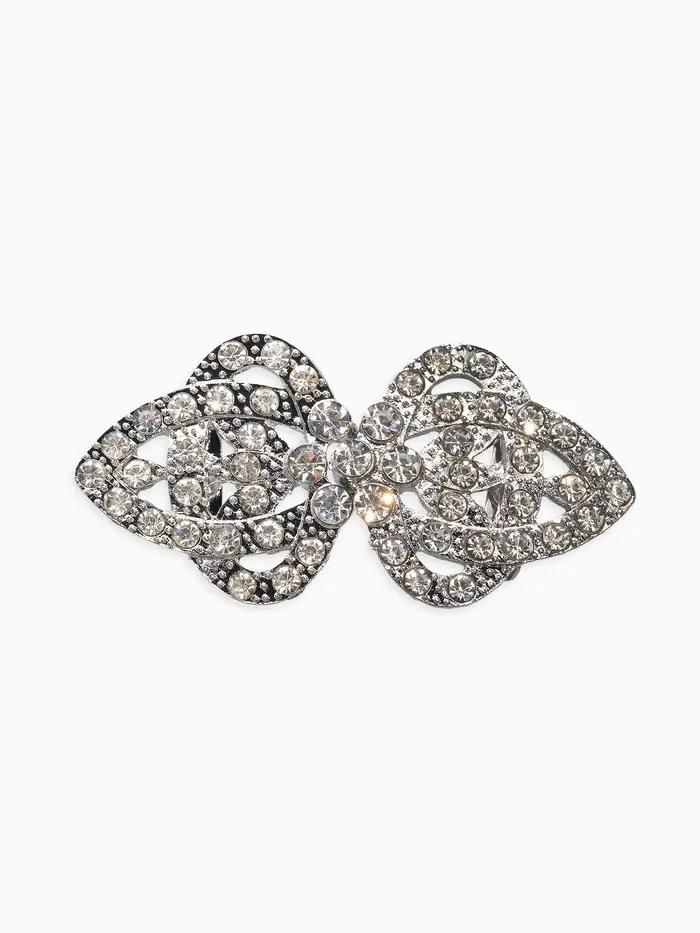 Зажим для кардигана "Ажур", шип, цвет белый в серебре