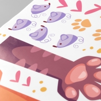 Наклейка пластик интерьерная цветная "Кошачьи лапки" 30х60 см