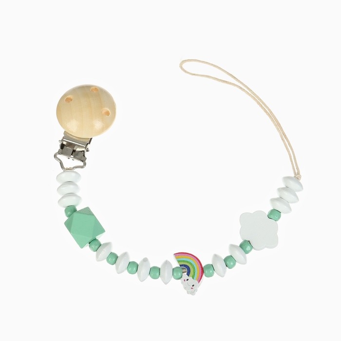 Держатель для соски - пустышки &laquo;Радуга&raquo;, деревянный, цвет бирюзовый