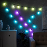 Умная гирлянда &laquo;Нить&raquo; 6 м с насадками &laquo;Шарики&raquo;, IP20, тёмная нить, 20 LED, свечение RGB, USB