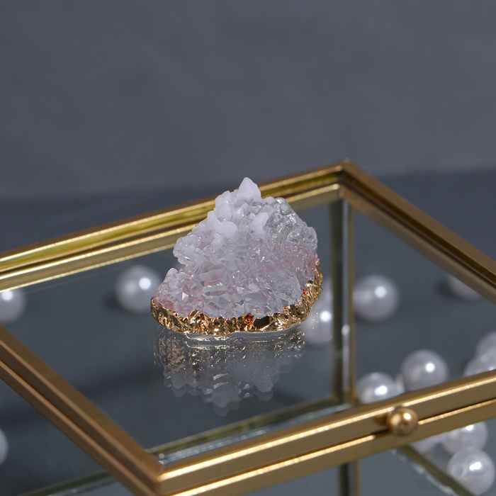 Органайзер для хранения &laquo;MOUNTAINS&raquo;, с крышкой, стеклянный, с зеркальным дном, 1 секция, 10 &times; 10 &times; 6 см, цвет прозрачный/медный