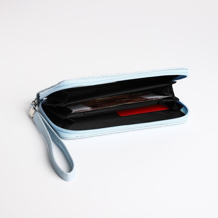 Кошелёк женский на молнии, цвет голубой