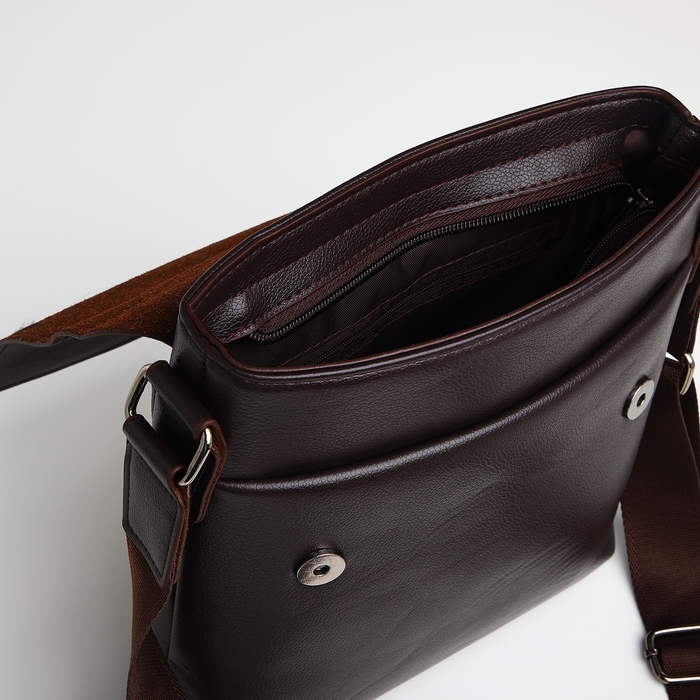 Сумка мужская через плечо TEXTURA, наружный карман, цвет коричневый