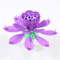 Свеча для торта музыкальная "Тюльпан", крутящаяся, фиолетовая, 14,5&times;6 см