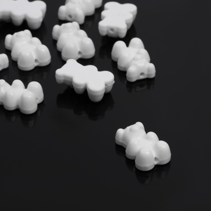 Бусина &laquo;Мишка мармеладный&raquo; 1,8&times;1,2&times;0,8 см, (набор 10 шт.), цвет белый