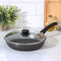 Сковорода &laquo;Классика атлас&raquo;, d=26 см, пластиковая ручка, стеклянная крышка, антипригарное покрытие, цвет чёрный