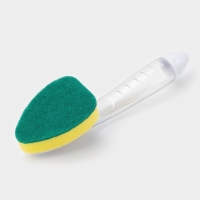 Губка для посуды Доляна, с ручкой дозатором, поролон, абразивное покрытие, 24&times;5,5&times;8 см