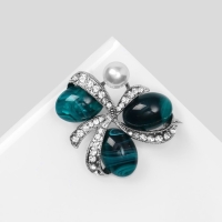 Брошь &laquo;Завиток&raquo; малахитовый, цвет бело-зелёный в серебре