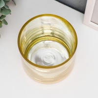 Подсвечник стекло на 1 свечу "Полоски" золото 10х10х10 см